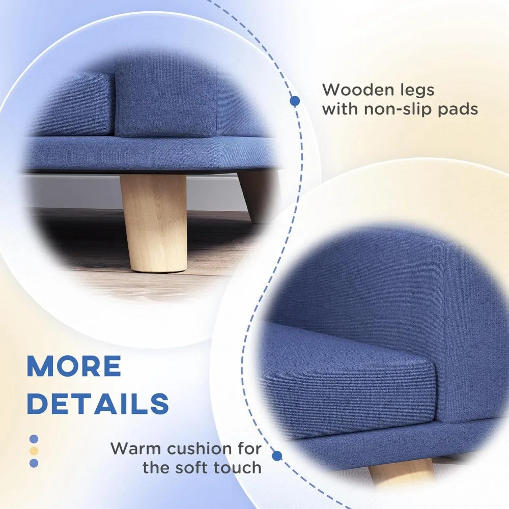 Dog Sofa Couch-Pet Bed with Comfortable Luxury Cushion- Washable Cover- Wooden Legs- Anti-Slip Mat