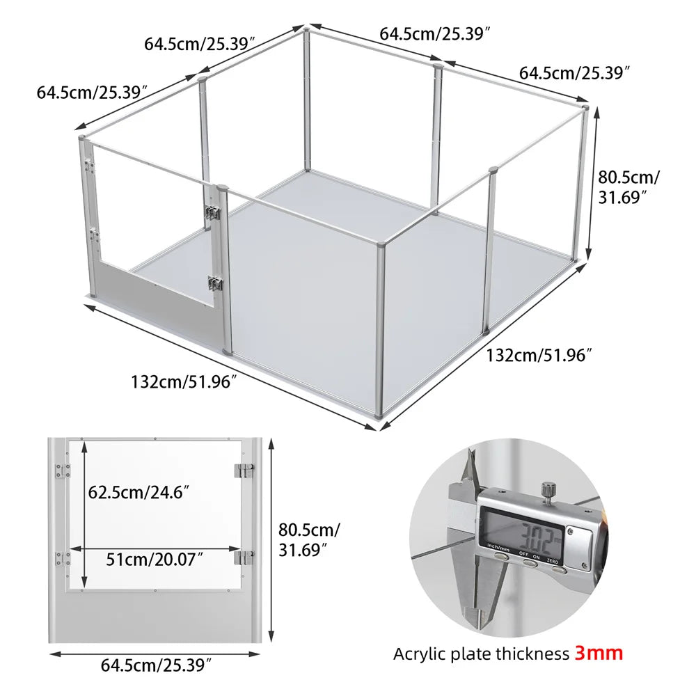 1Pc Acrylic Dog Playpen- Whelping Pen Box- Indoor Enclosure- Pet Clear Fence -Puppy Playpen with Waterproof Fertility Pad