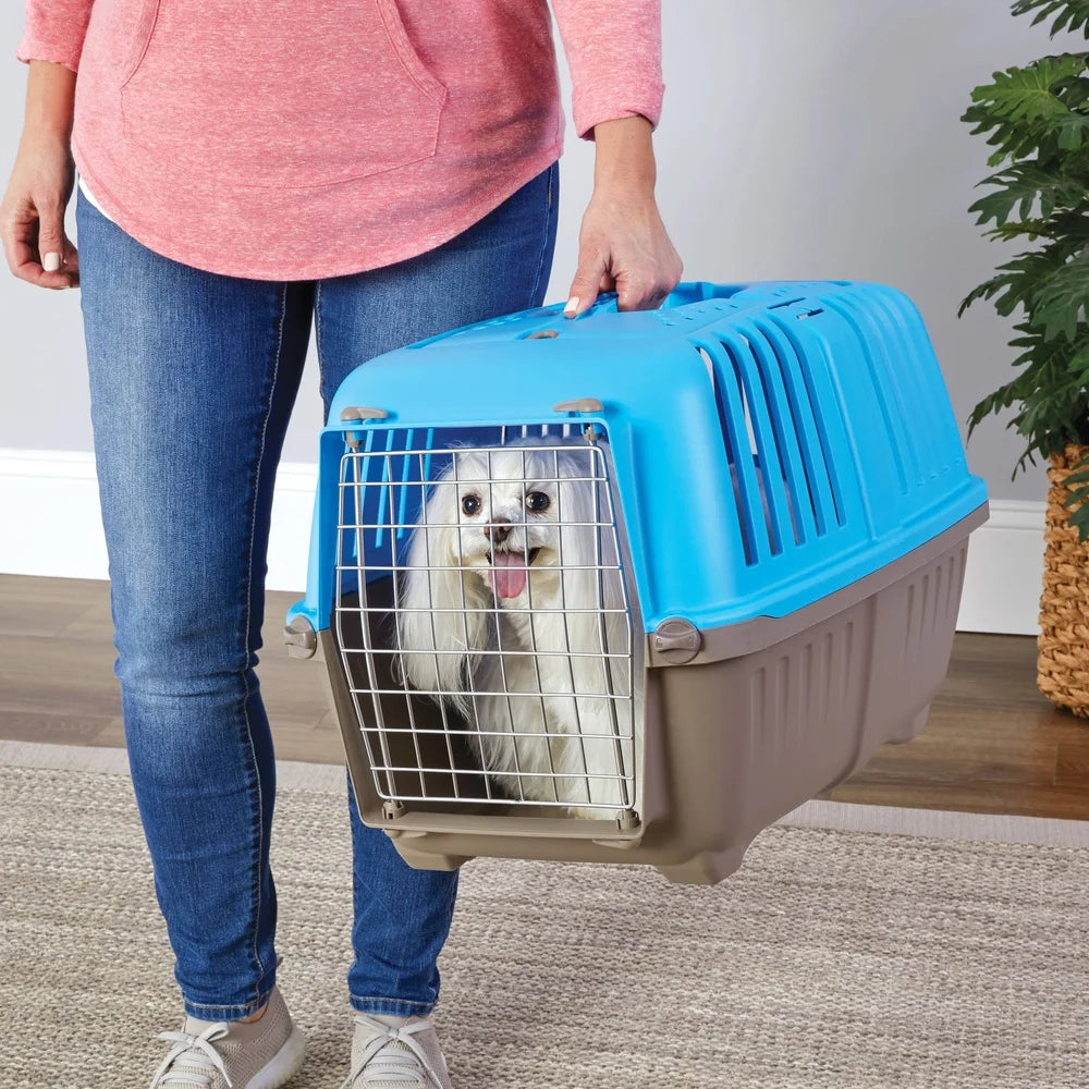 Portable Hard Sided Pet Carrier- Small Dogs- Easy Clean- Durable Design with Comfortable Handle perfect for Travel