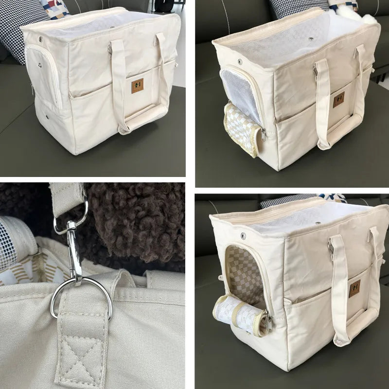 Portable Pet Shoulder Handbag- Dog Carrier Bag- Car Seat- Nonslip Carriers- Safe Bed
