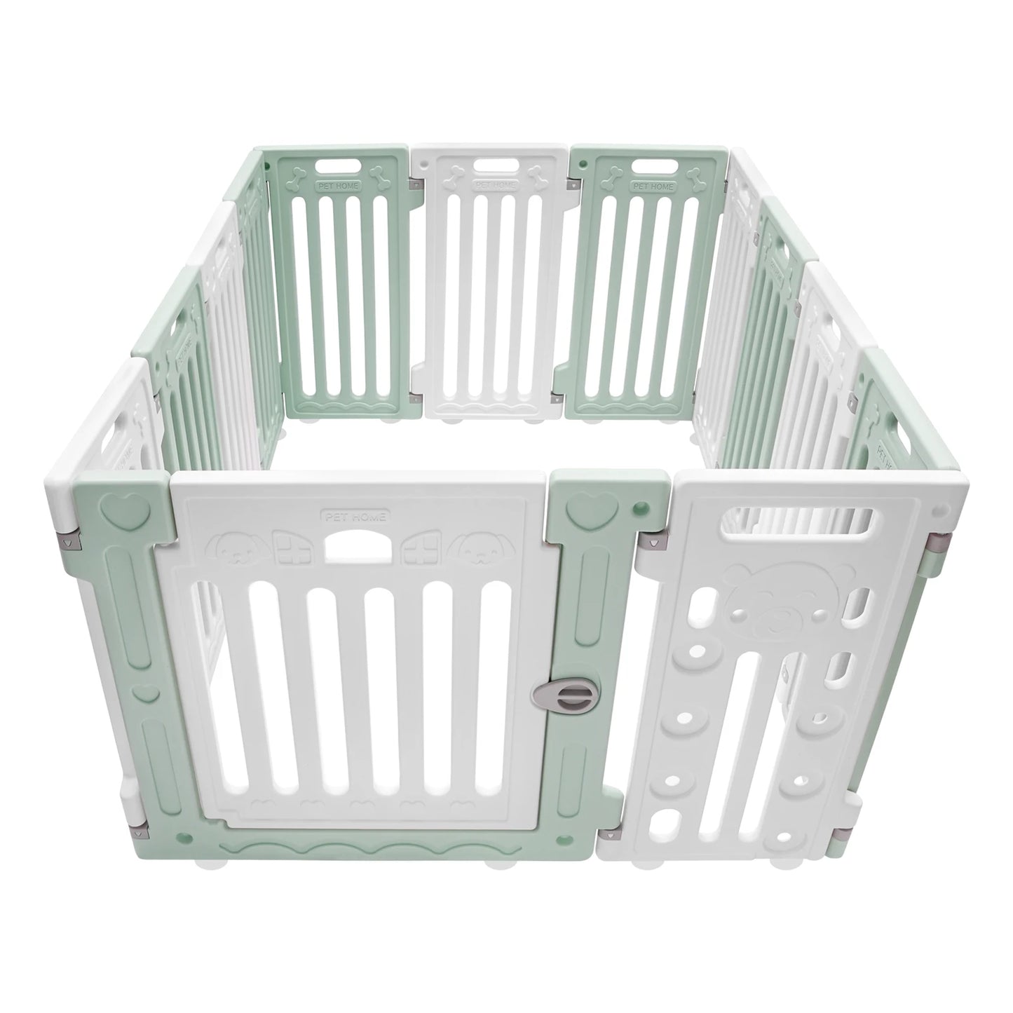Hexagon Dog Playpen with Safety Door- Non-Slip Base- 25.6" HDPE Pet Fence for Dogs- 13 Panels Blue/Pink/Green-Pet Accessories