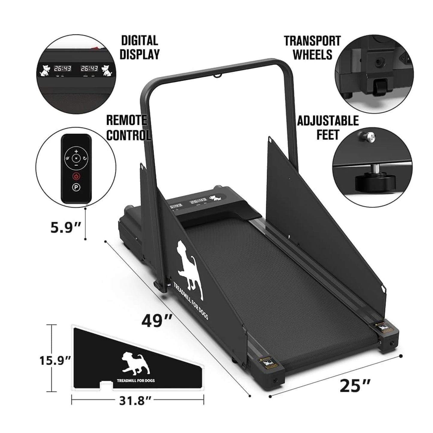 Dog/Human Treadmill- 220lbs Dog Trotter Treadmill- for Small Dogs and Medium Dogs- 2.5 Hp Folding Doggie Running Machine