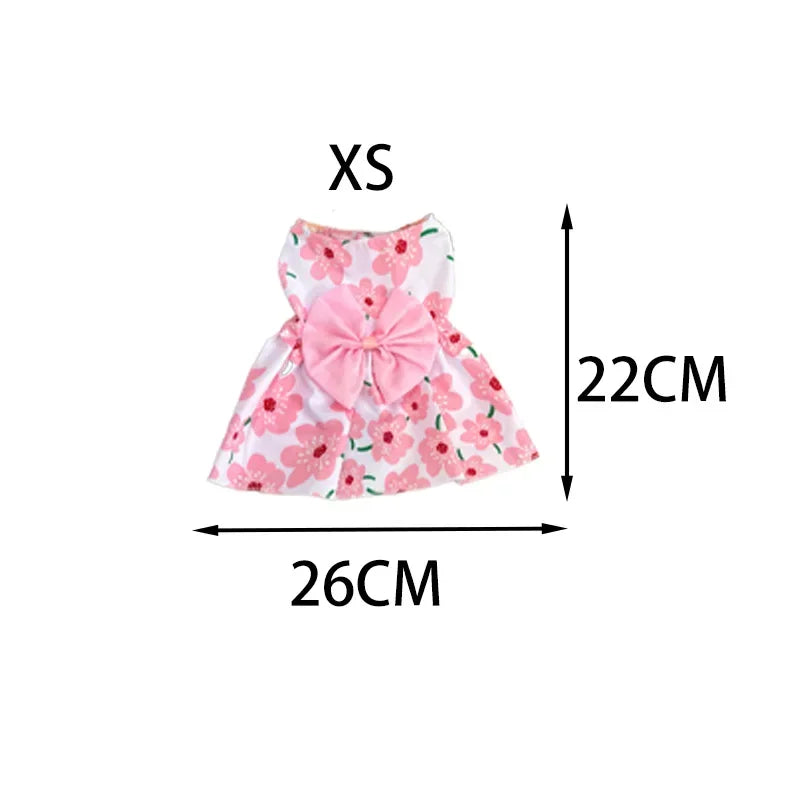 Summer Dog Princess Dress- Cute Dress- Bow -Lace for Small Medium Dogs