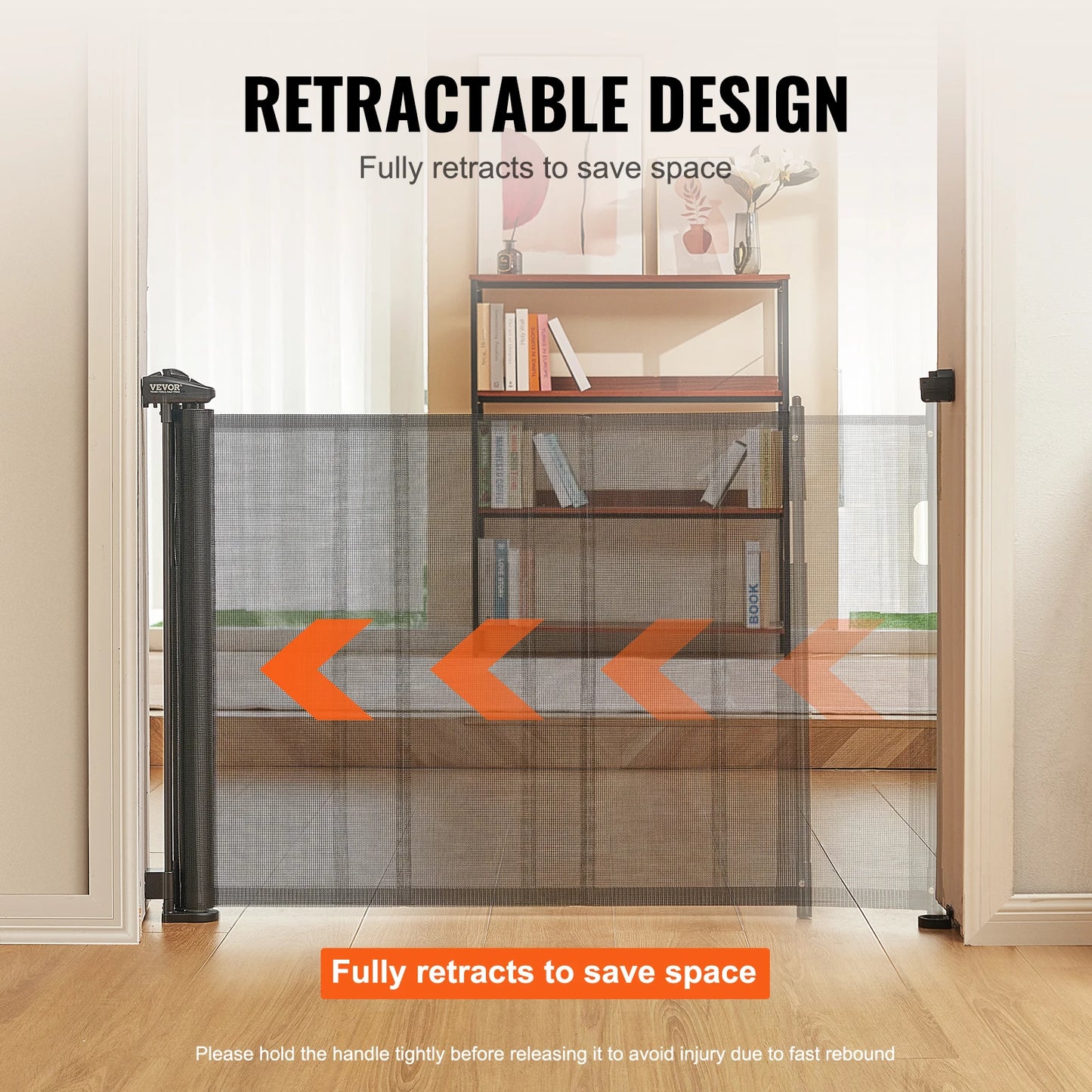 Retractable Gate-Mesh Pet Gate- Extends- Wide Retractable Gate for Kids or Pets