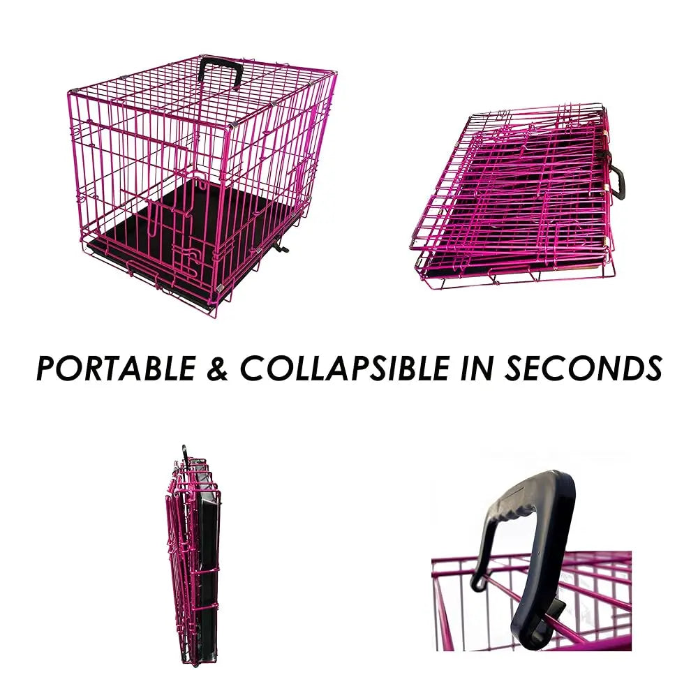 Pet Expressions Luxury Colorful 36" H Foldable Dog Crate With 2 Doors-Free Training E-Book And Pet Calming Music-Foldable