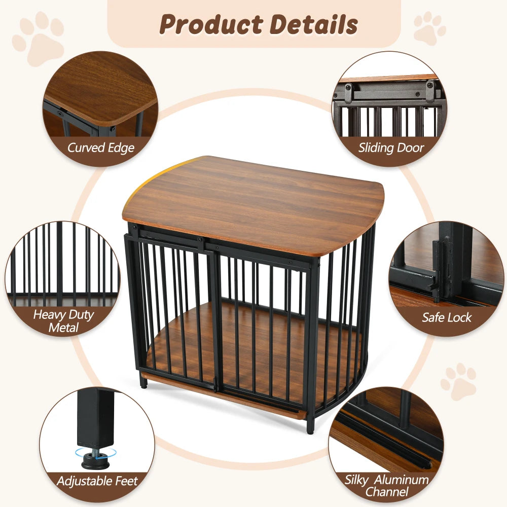 31.5" Furniture Style Dog Crate for Small and Medium Dogs- Wooden Cage- Indoor Kennel Furniture-Modern