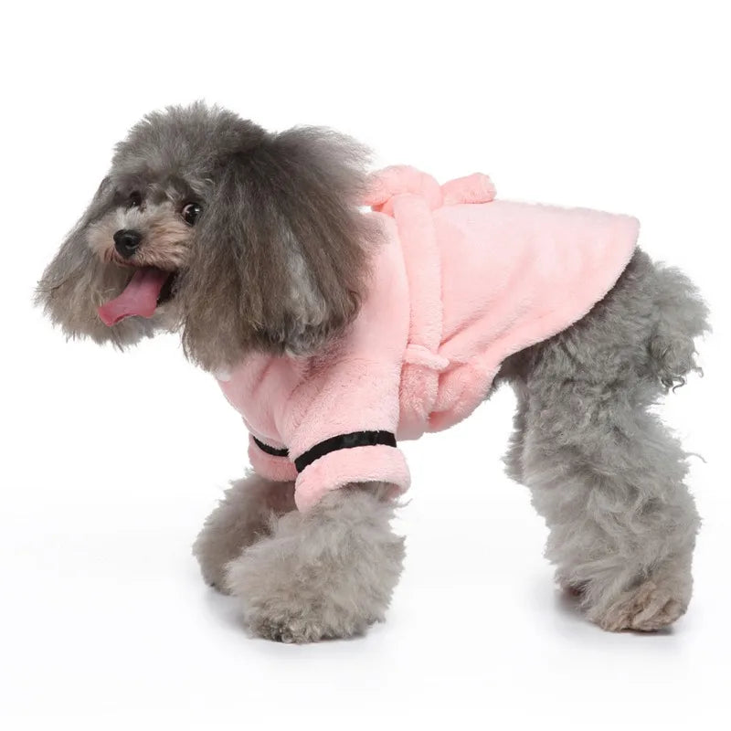 Dog Hooded Bathrobe- Sleeping Clothes- Soft Pet Bath Drying Towel-Clothes For Puppy Dogs