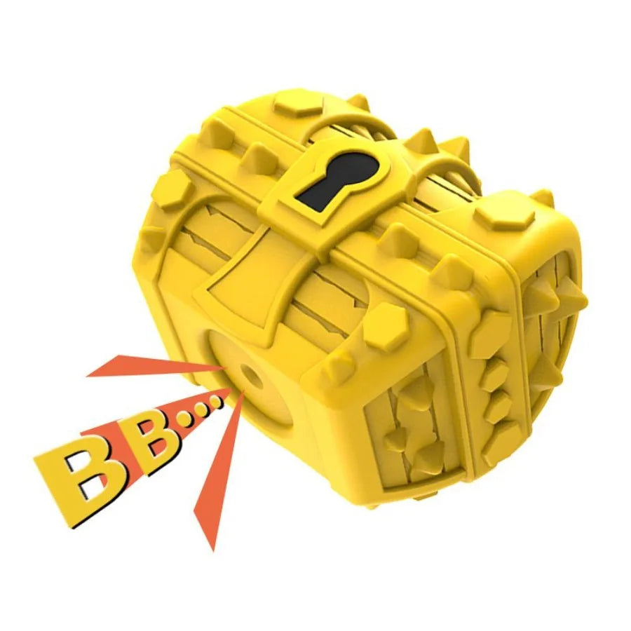Pet Dog Toothbrush Chew Toys- Upgraded Treasure Chest Sounding Toy- Dental Care Tooth Cleaning- Safe- Squeak Toy
