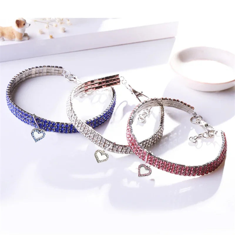 Bling Rhinestone Dog Collar- Crystal Dog Collars Leash For Small Medium Dogs