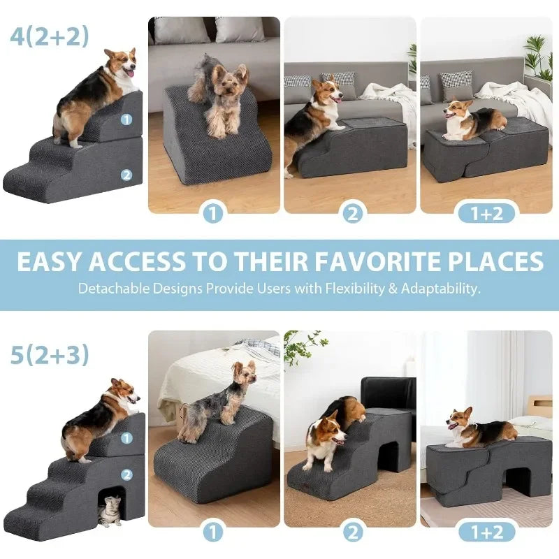 Dog Stairs with Tunnel- 5-Step Dog Steps for Small Dogs and Cats- High Bed Climbing Guaranteed Authentic.