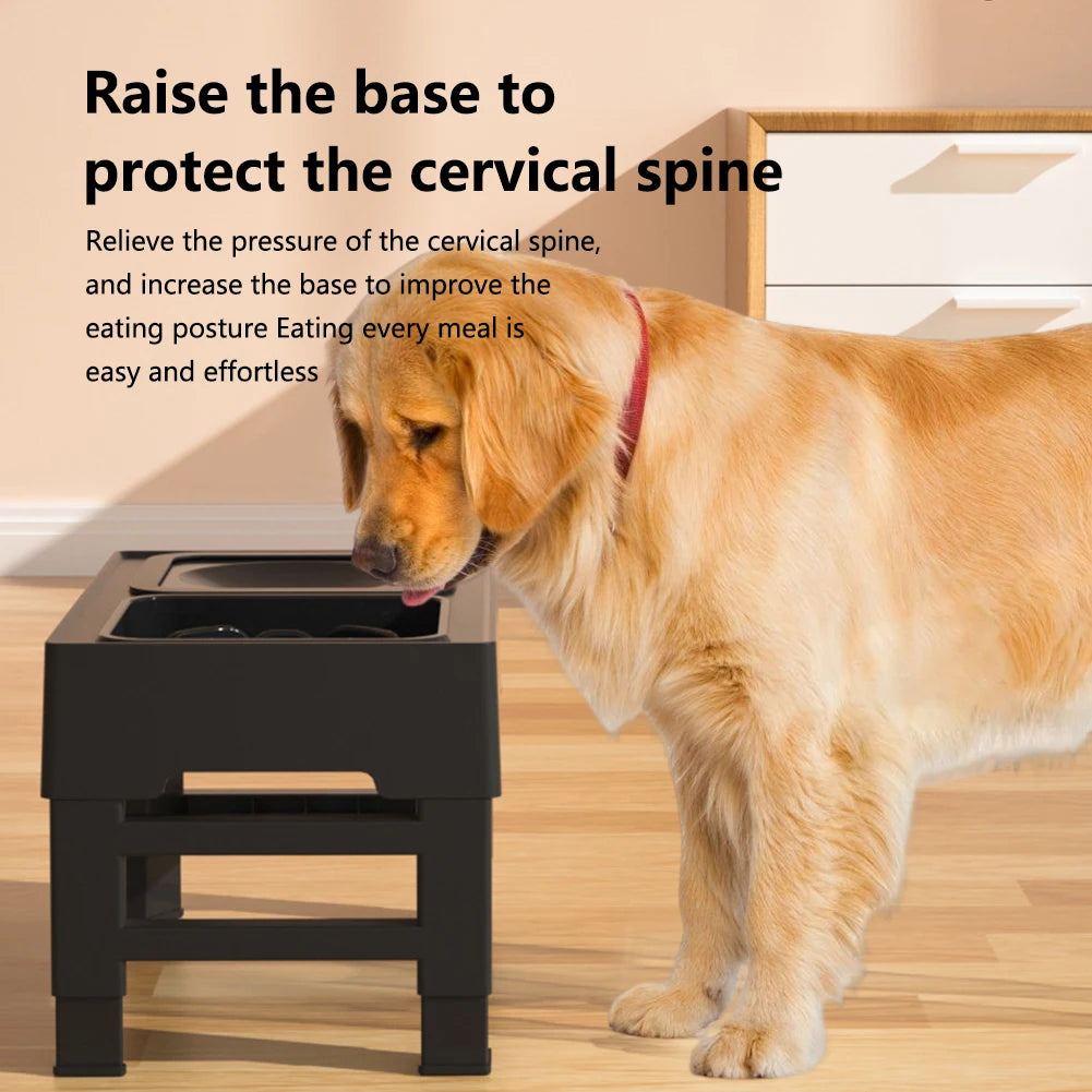 3 In 1 Dog Stainless Steel Slow Feed Bowl-Floating Water Bowl-Spine Protection- Adjustable Height- Slow Food Feeder
