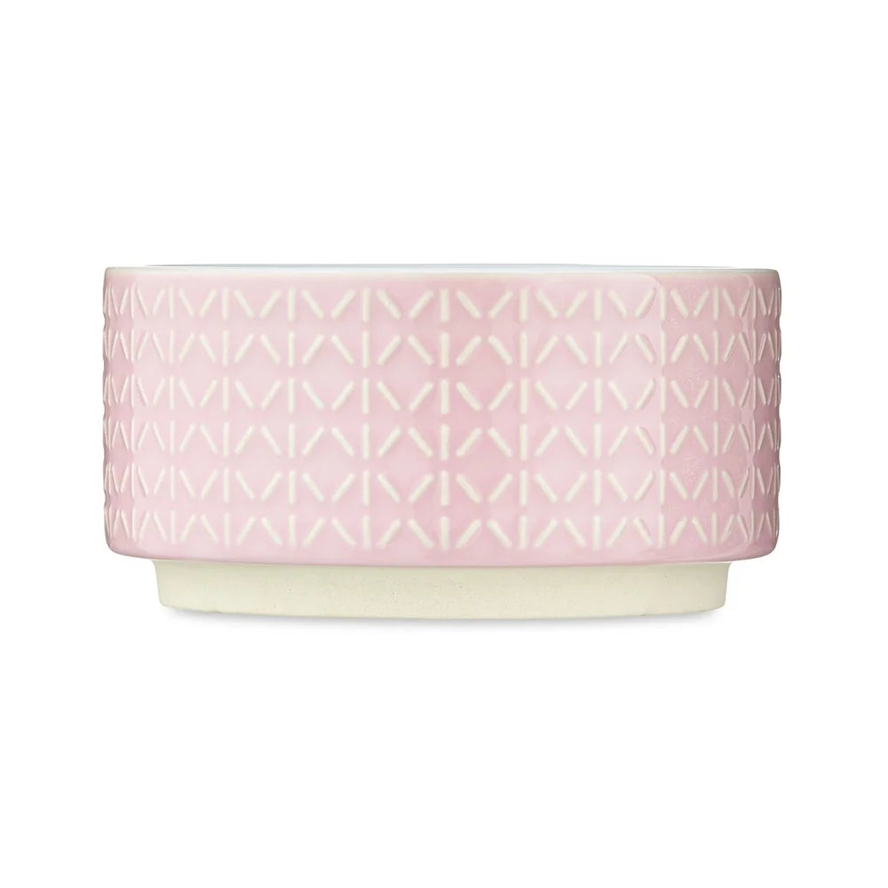 Small Ceramic Pink Pet Bowls- Durable Dishwasher Safe Dog Feeding Bowl- 12oz- Easy Clean