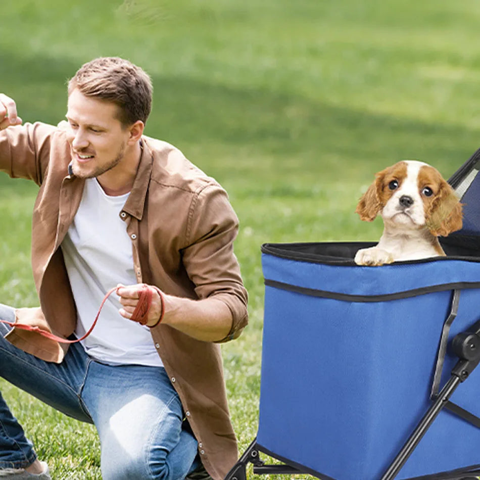 Pet Stroller Dog Cat Cage Jogger 4 Wheels Waterproof Puppy Travel Folding Carrier Pet Stroller