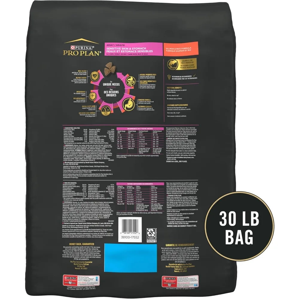 Sensitive Skin and Stomach Dog Food Dry- Adult Salmon & Rice Formula- Digestive Health - 30 lb. Bag