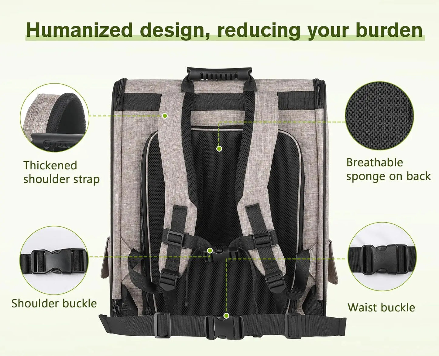 Pet Backpack Carrier-Expandable with Breathable Mesh for Small Dogs
