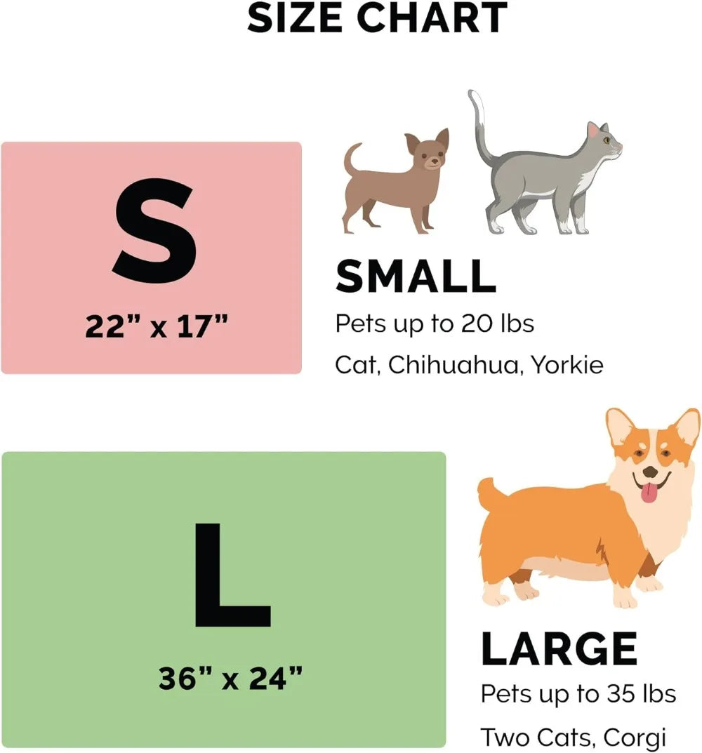 Self-Warming Bed for Indoors- Small Dogs- Washable Quilted Faux Fur- Heat Reflecting Pet Mat - Black, Small (2-Pack)