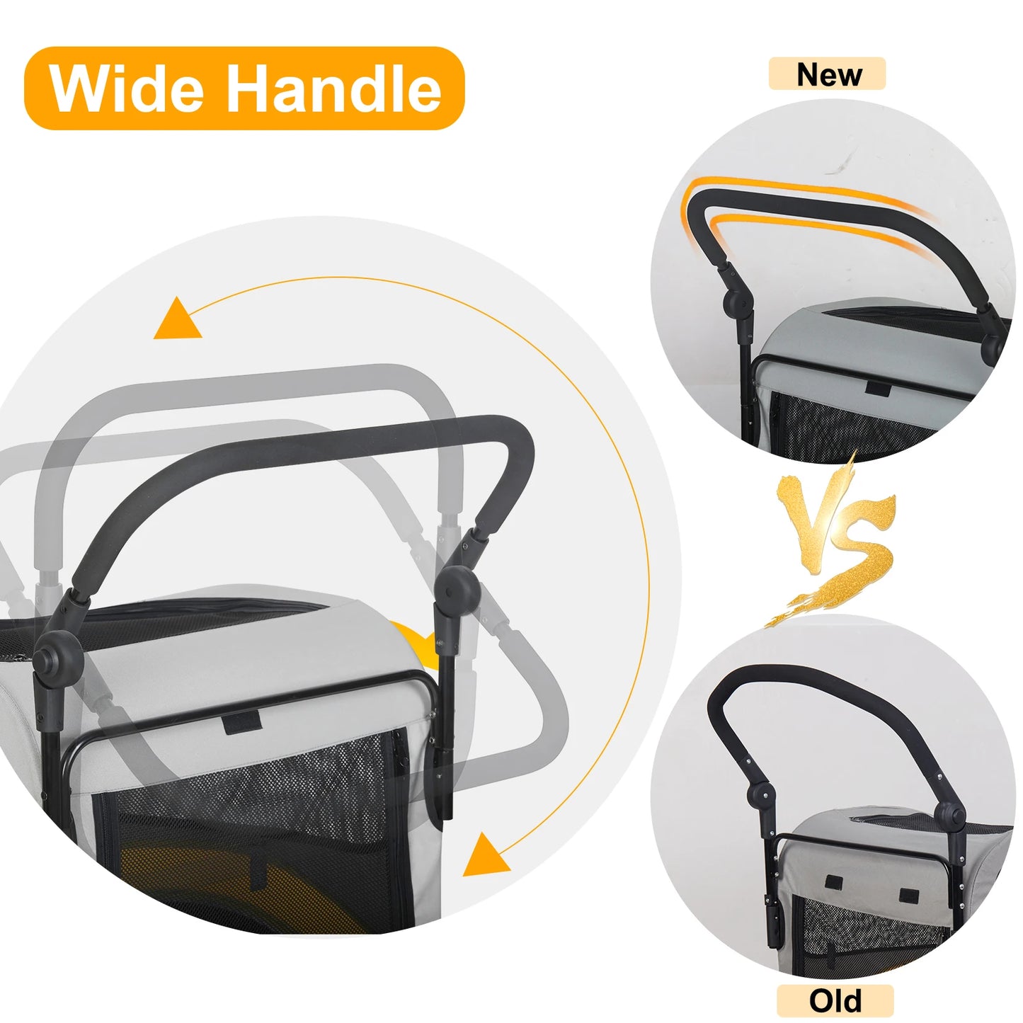Pet Stroller for 2 Dogs, Zipper Divider and Wheels, Folding Dog Jogger, Wagon, Travel Carriage