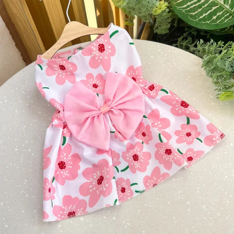 Summer Dog Princess Dress- Cute Dress- Bow -Lace for Small Medium Dogs