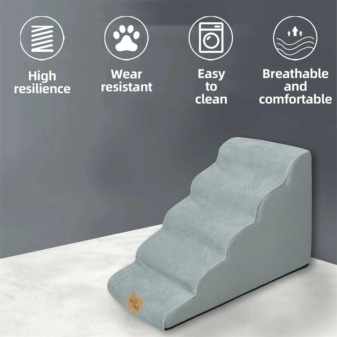 Orthopedic Dog Stairs- High-Density Sponge Foam- Washable Cover-Three Four and Five Steps available