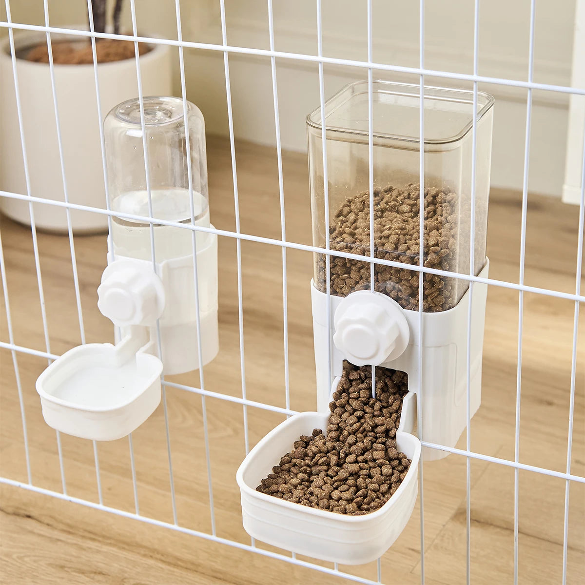 Automatic Pet Feeder/ Waterer Hanging Cage Bowls-Suitable for Small Puppy Dogs Food Container Dispenser Bowl-Pet Bowls/Feeding