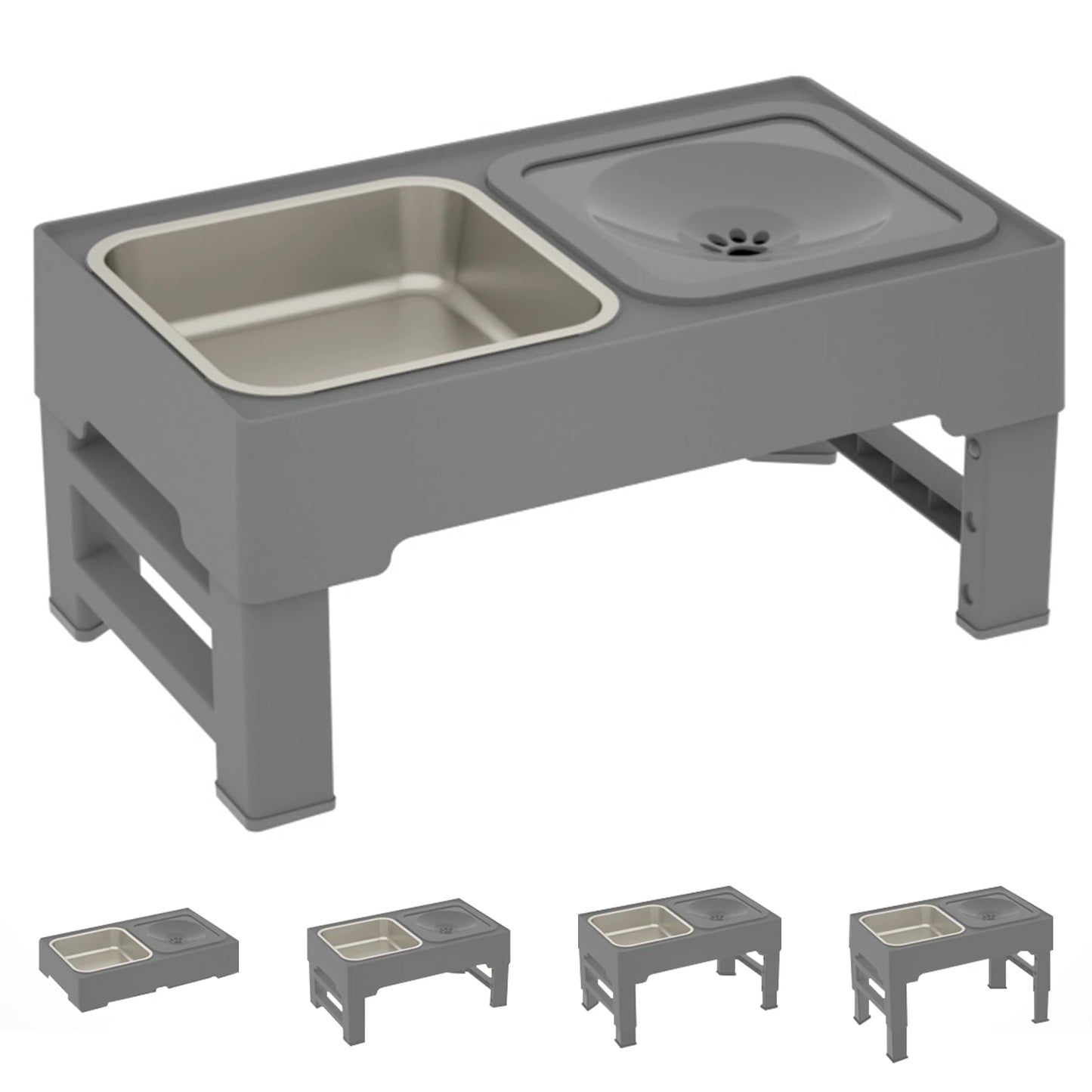 3 In 1 Dog Stainless Steel Slow Feed Bowl-Floating Water Bowl-Spine Protection- Adjustable Height- Slow Food Feeder