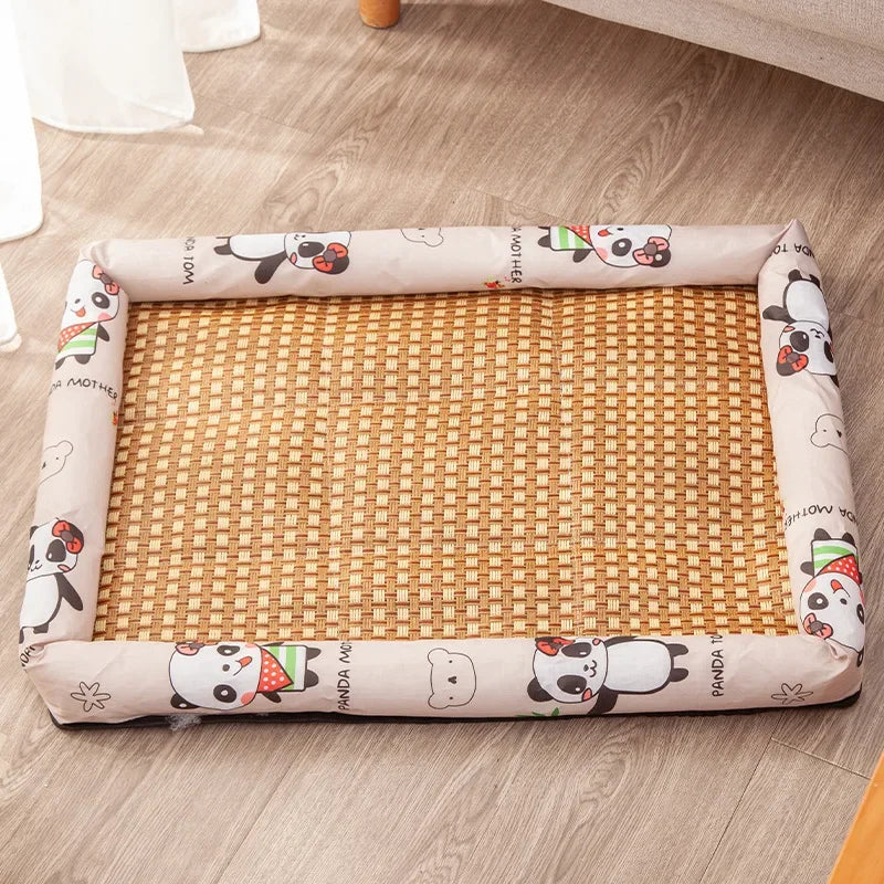 Pet Summer Mat Dog- Cooling- Breathable Pad- Moisture proof Rattan Wear Mat