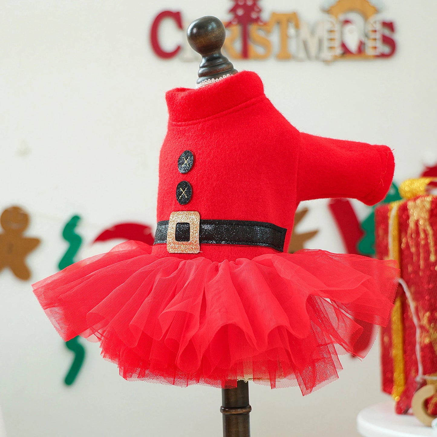 Dog Christmas Dress- Snap Button -Santa Claus Dress -for Small Dogs