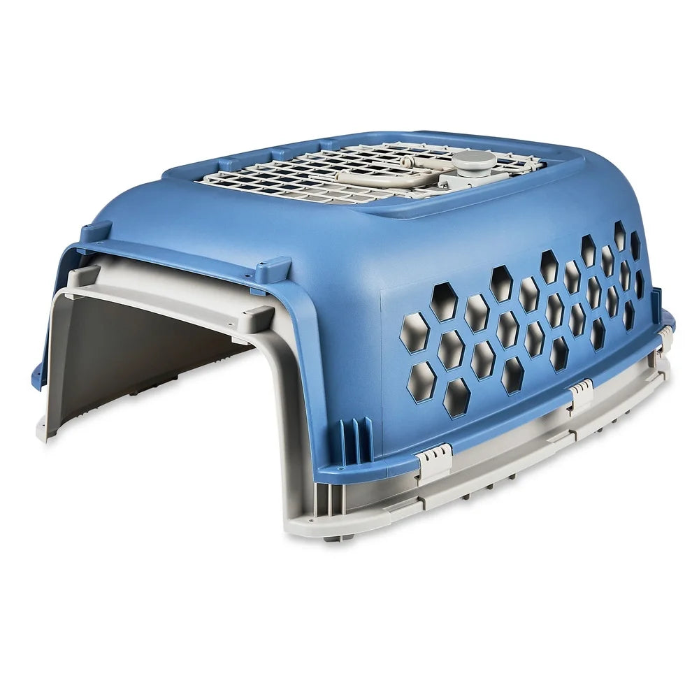 Multicolored Double Door Pet Kennel- Top Opening- Heavy Duty Durable Secure Travel Carrier with Ventilation