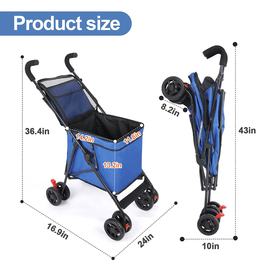 Pet Stroller Dog Cat Cage Jogger 4 Wheels Waterproof Puppy Travel Folding Carrier Pet Stroller