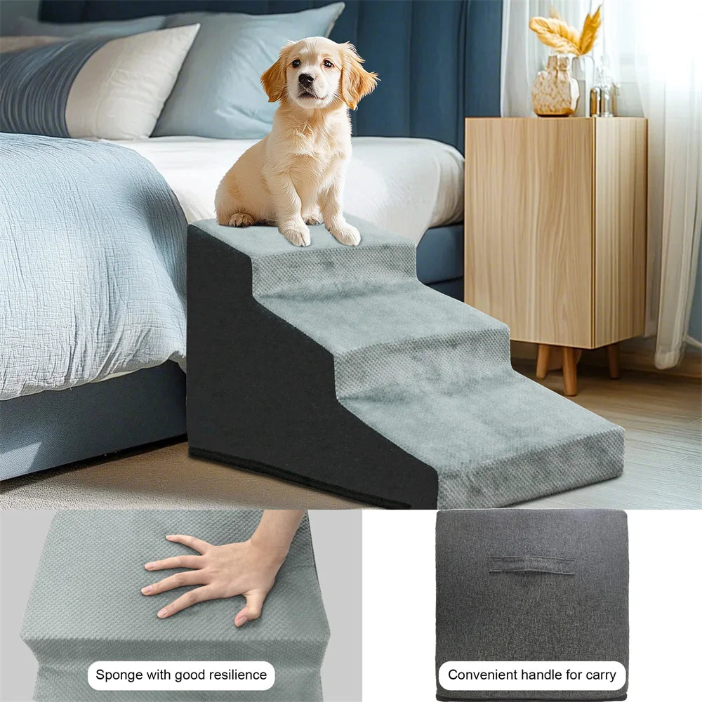 Pet 3/4 Step Safety Stairs- Made of High-Density Foam Sponge- Removable -Washable
