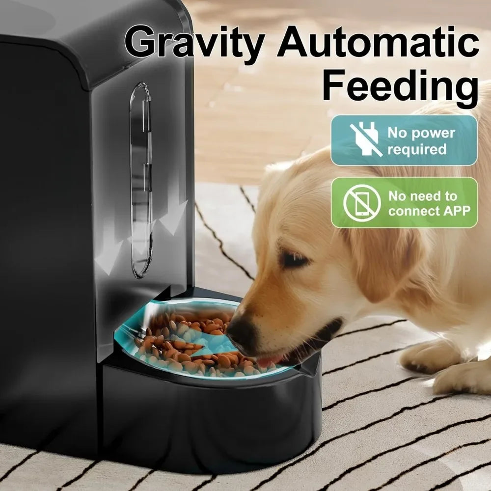 Automatic Gravity Pet Feeder- 1.8 Gallons-D Stainless Steel Bowls- Feeder and Water Dispenser Set