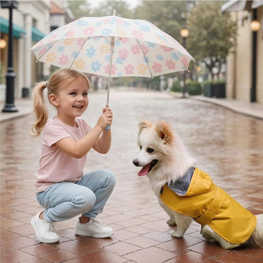 Small Medium Dog Raincoat Waterproof Adjustable Poncho Double Layer Hooded Leash Hole Comfortable Fit Lightweight