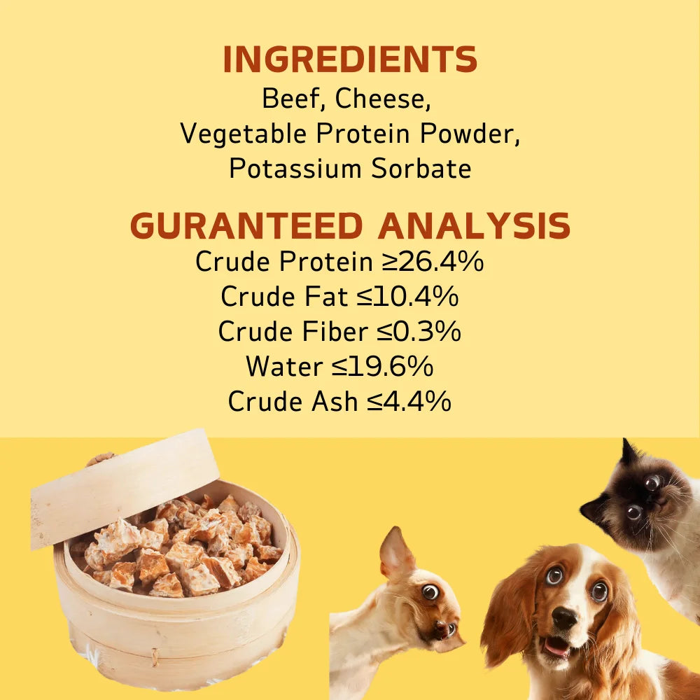 10.58oz/300g Snowflake Beef/Chicken Cubes/Slices, Chicken Salmon/Pumpkin Slices, All Natural Ingredients, Natural Dog Treats-Pet Bowls/Feeding
