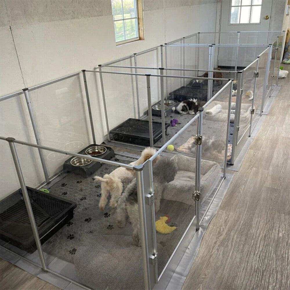 1Pc Acrylic Dog Playpen- Whelping Pen Box- Indoor Enclosure- Pet Clear Fence -Puppy Playpen with Waterproof Fertility Pad