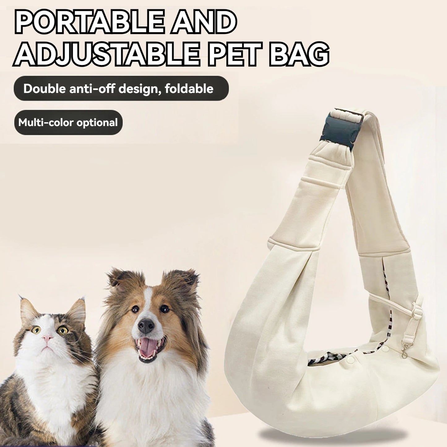 Small Pet Sling Holder- Hands Free-Reversible Paper Plastic Handbag- Dog Sling Carrier- Easy and Portable