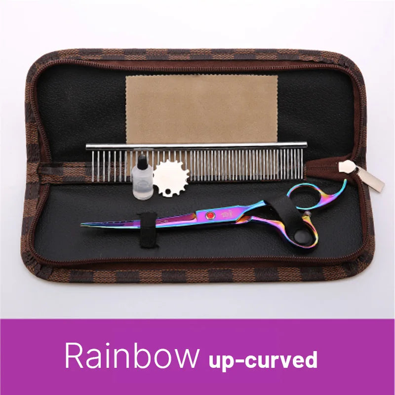 Rainbow/Black Dog Grooming Scissors Set for Household Pet Owner-