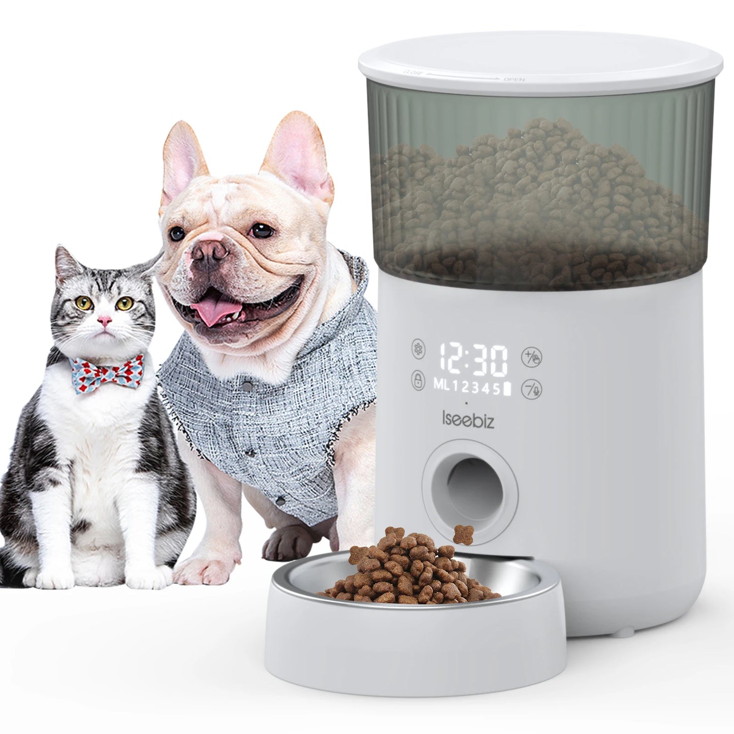 3L Automatic Pet Feeder With Voice Recorder-Food Bowl For Small Medium Dogs- LCD Screen Dispensers- up to 4 Times One Day