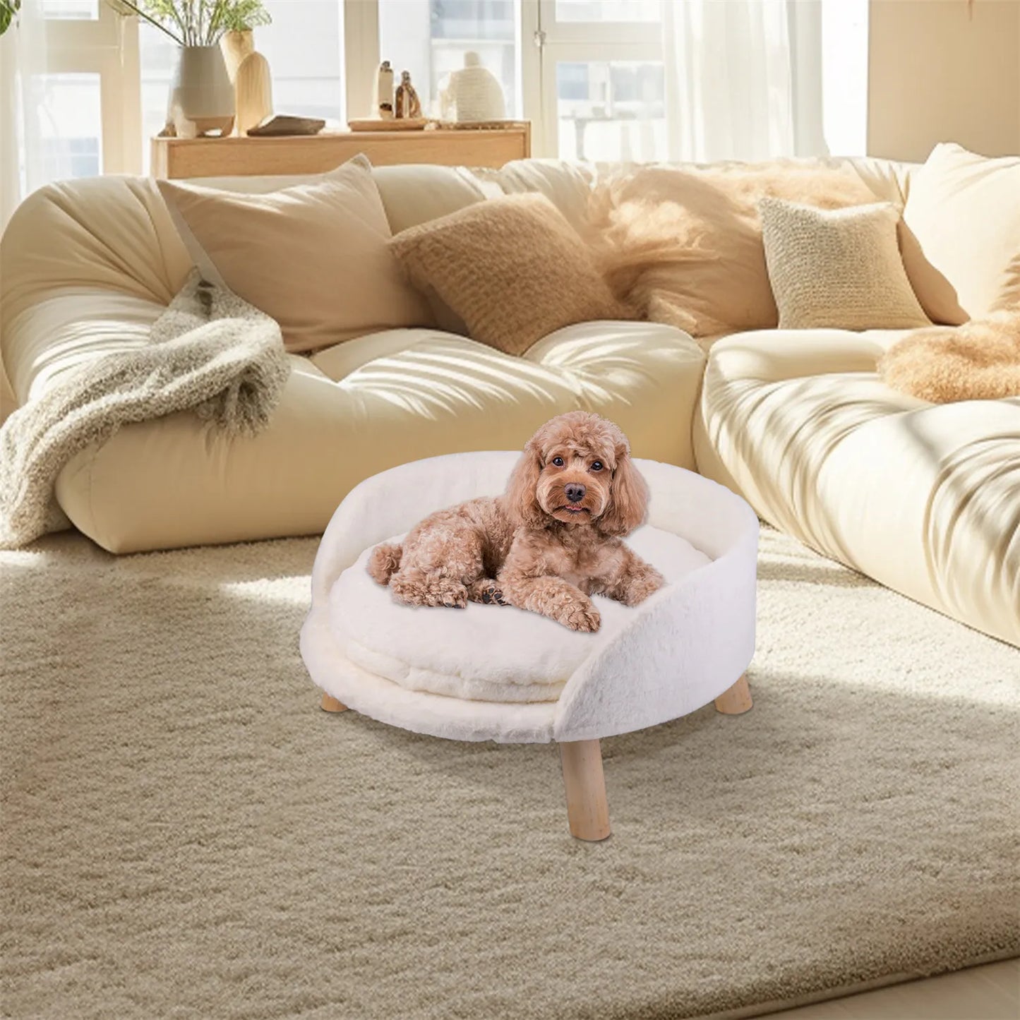 Pet Sofa Bed- Raised Chair- Small Dog Couch Bed -Removable Cushion- Sleep House