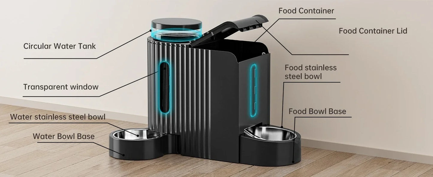 Automatic Gravity Pet Feeder- 1.8 Gallons-D Stainless Steel Bowls- Feeder and Water Dispenser Set