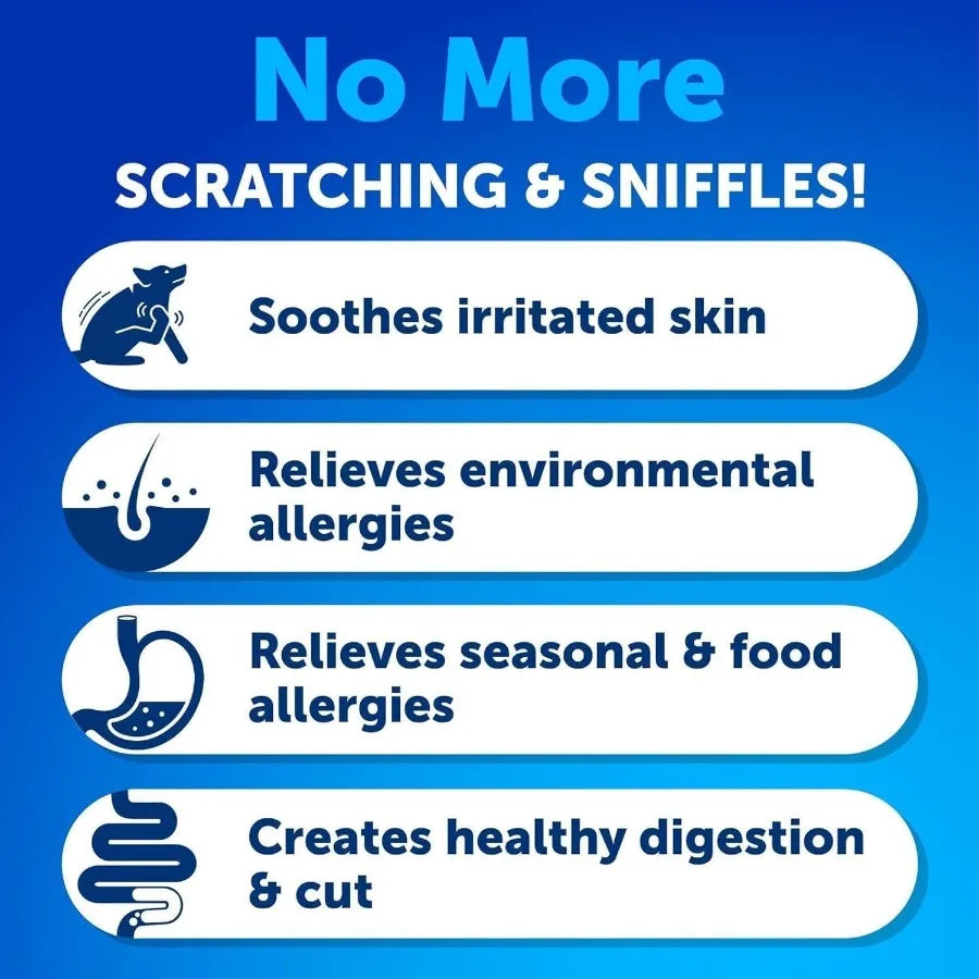 Dog Allergy Relief Chews Itching Skin Relief for Dogs Fish Oil Omega 3 Seasonal Allergies Pills Skin Coat Anti Itch Hot Spots