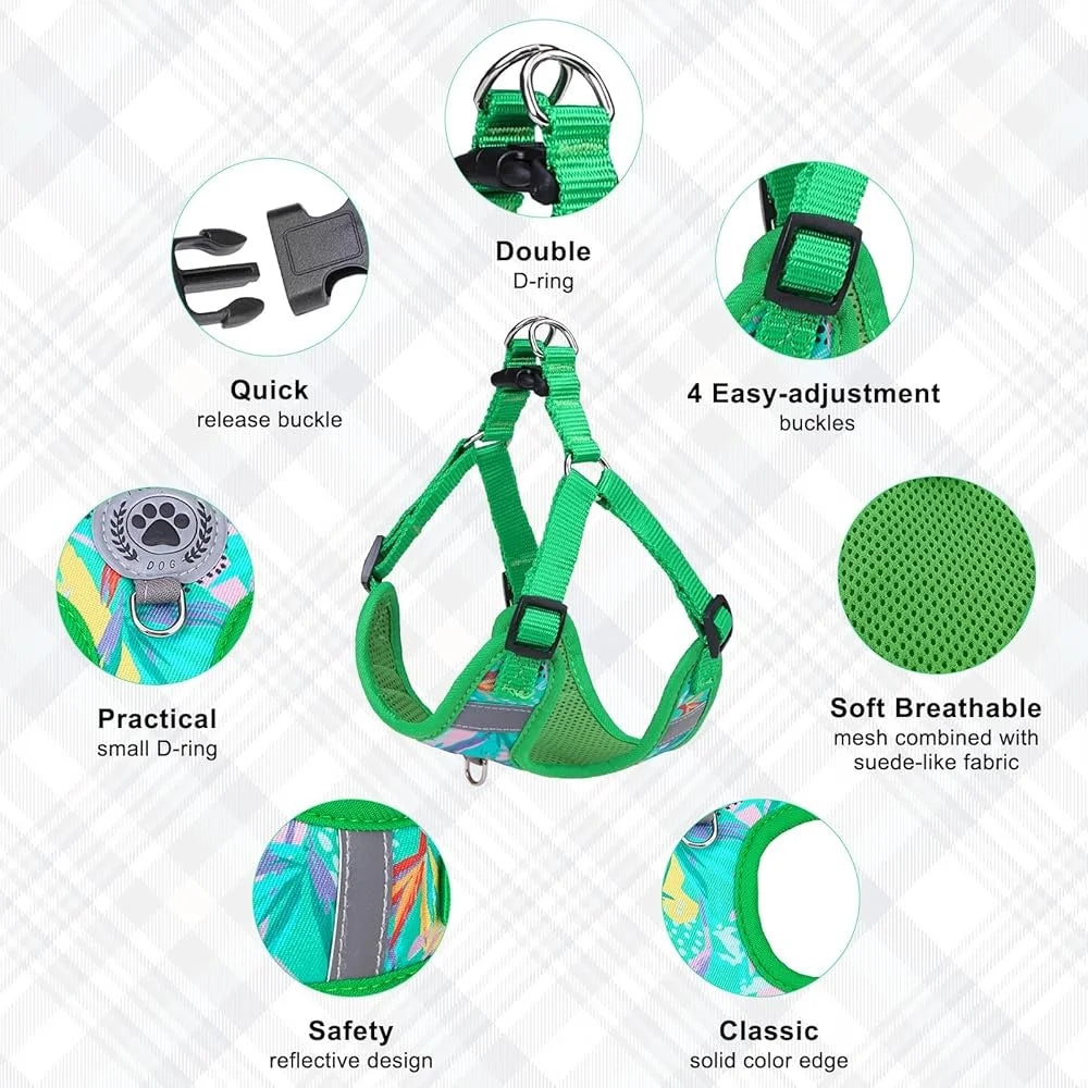 No Pull Dog Harness Collar Leash Set Step In Adjustable Mesh Reflective Soft Small Medium Large Breeds