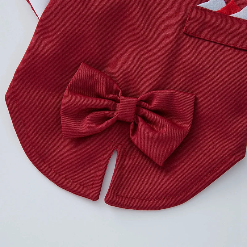 Pet Dog Tuxedo- Formal Pet Wedding Party Suit for Small Medium Dogs - Bow Tie Shirt- Gentleman Costume
