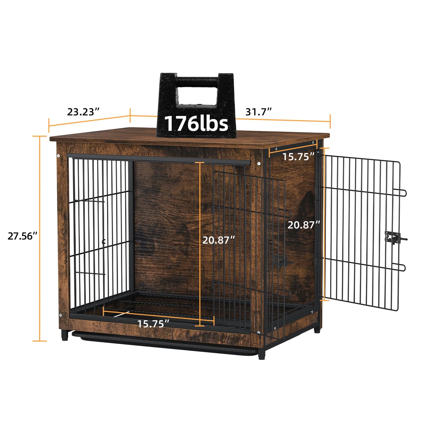 Spacious Dog Cage Furniture End Table-Kennel Crate- Indoor Wooden Furniture- Brown-Small Medium Large