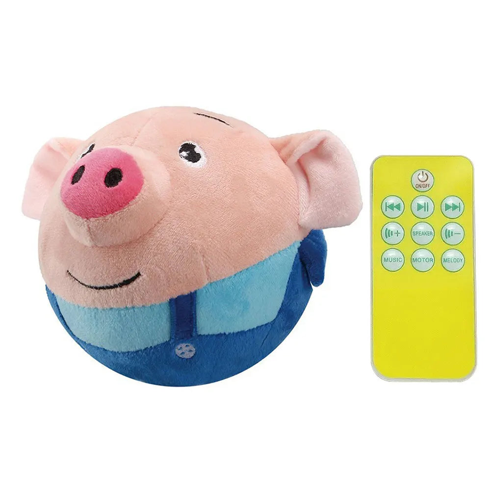 Cartoon Pig Active Moving Talking Pet Plush Toy- Washable Dog Ball- USB Rechargeable Interactive Dog Toy