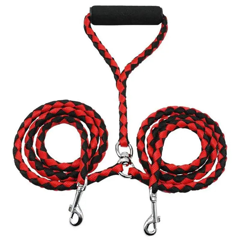1.4m Pet Double Leash -2 Way Couplers Dog Rope Leash-Elastic Extended Leash Belt- Outdoor Training for Two Dogs Leashes-Collar/Leashes