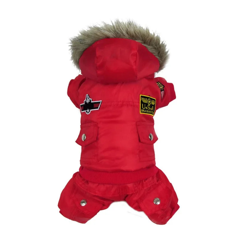 Autumn Winter Warm Pet Dog Jumpsuit- Uniform Thicken Hooded Dog Padded Coat- For Small Medium Dogs -Waterproof Coats