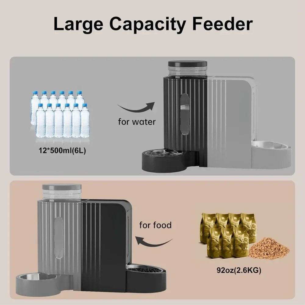 Automatic Gravity Pet Feeder- 1.8 Gallons-D Stainless Steel Bowls- Feeder and Water Dispenser Set