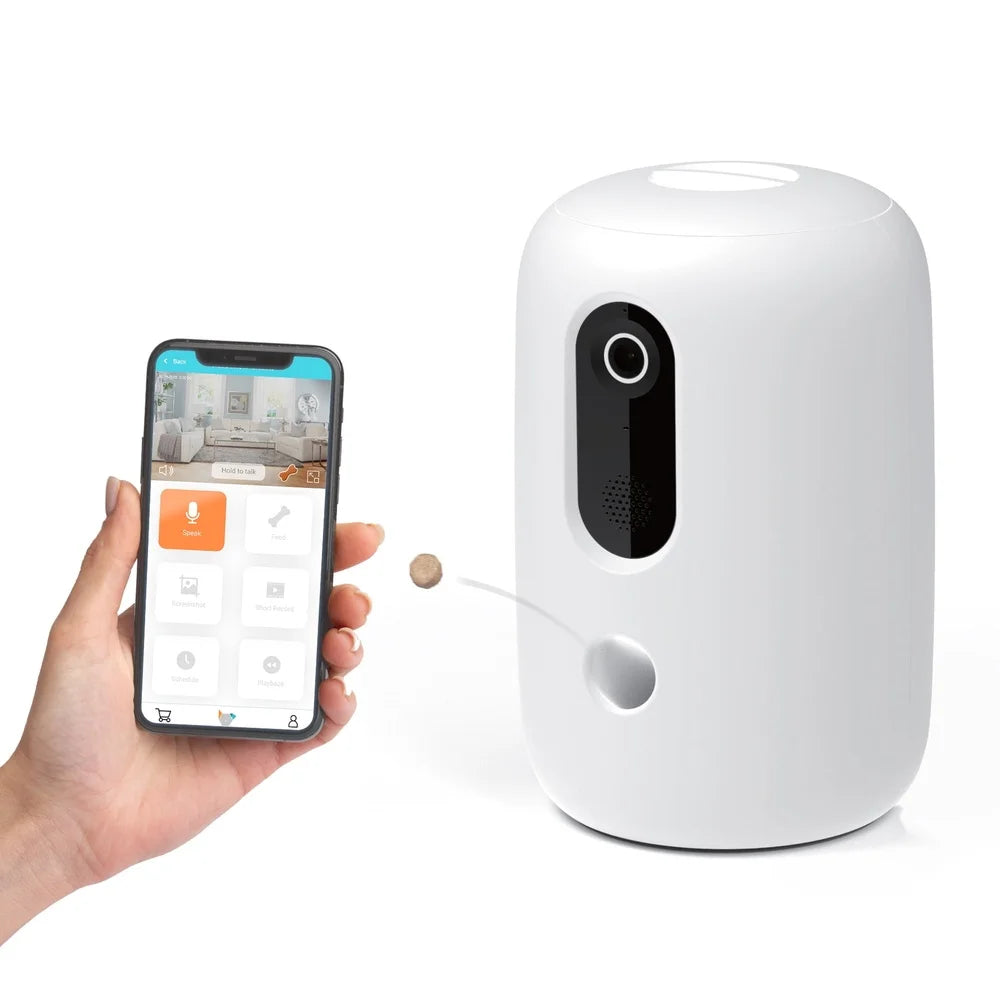 Dog Treat Dispenser-App Enabled Automatic Pet Treat Dispenser with HD Camera- Two Way Audio Motion Sensor - Dogs Interactive Feeder