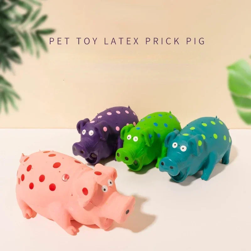 Squeaky Pig Dog Toy- Durable Rubber Pig Squeaker- Puppy Chew Toys Latex Interactive Cute Toy for Small Medium Large Dogs
