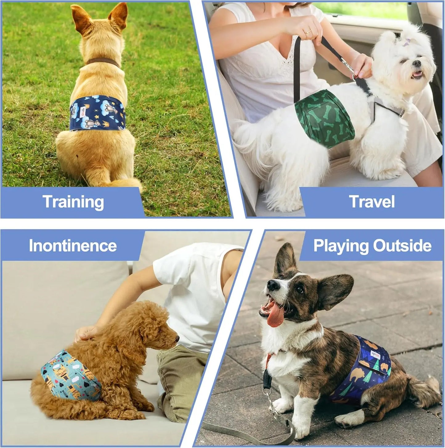 5 Pack Male Dog Diapers- High Absorbing Belly Bands for Incontinence or Training-Sizes XS-XXL-Pet Grooming